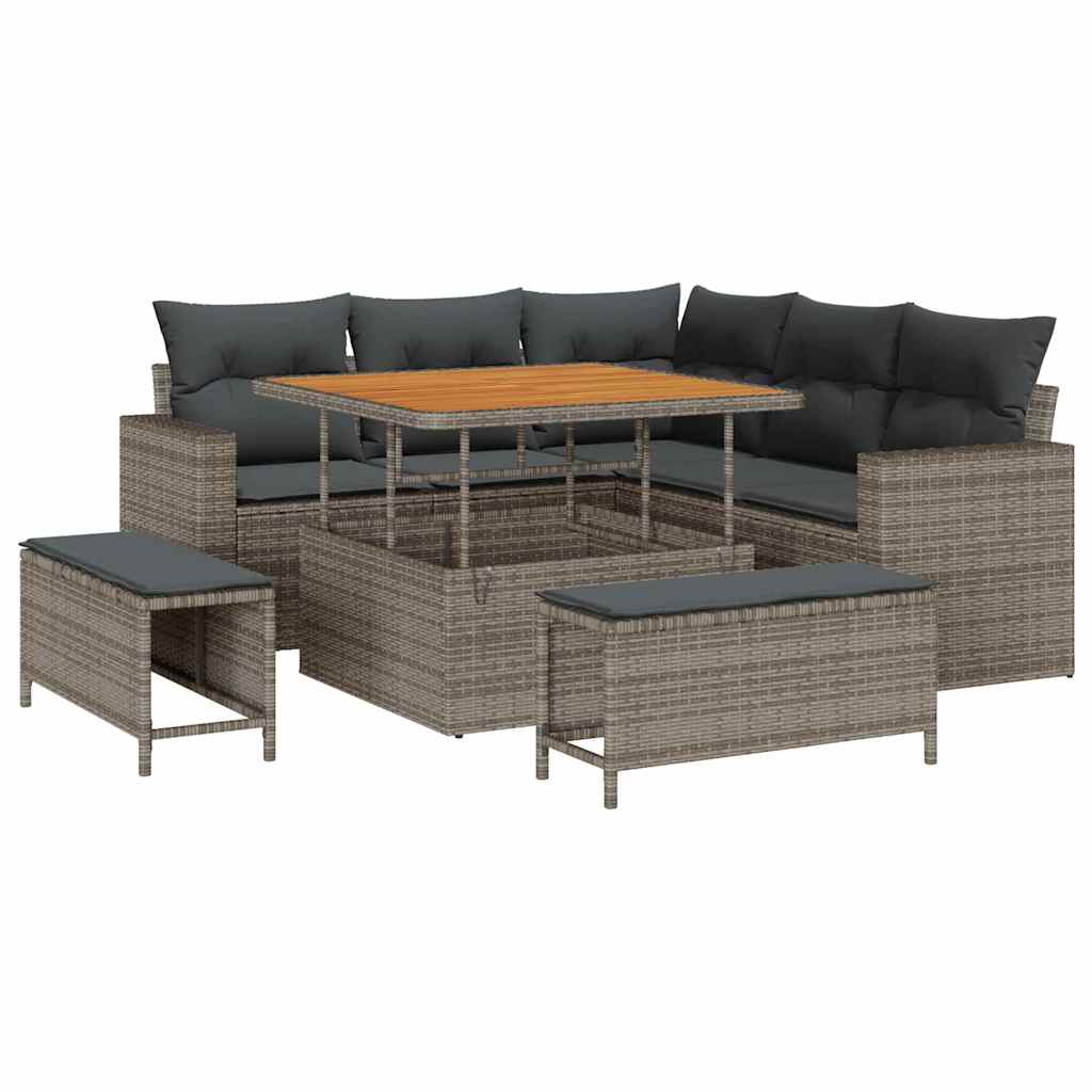 Tuinbankenset 8 pcs Grijs poly rattan is nu te koop bij PeponiXL, paradijselijk wonen!