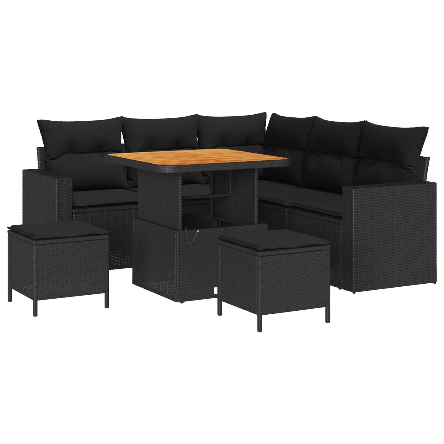 Tuinbankenset 8 pcs Zwart poly rattan is nu te koop bij PeponiXL, paradijselijk wonen!