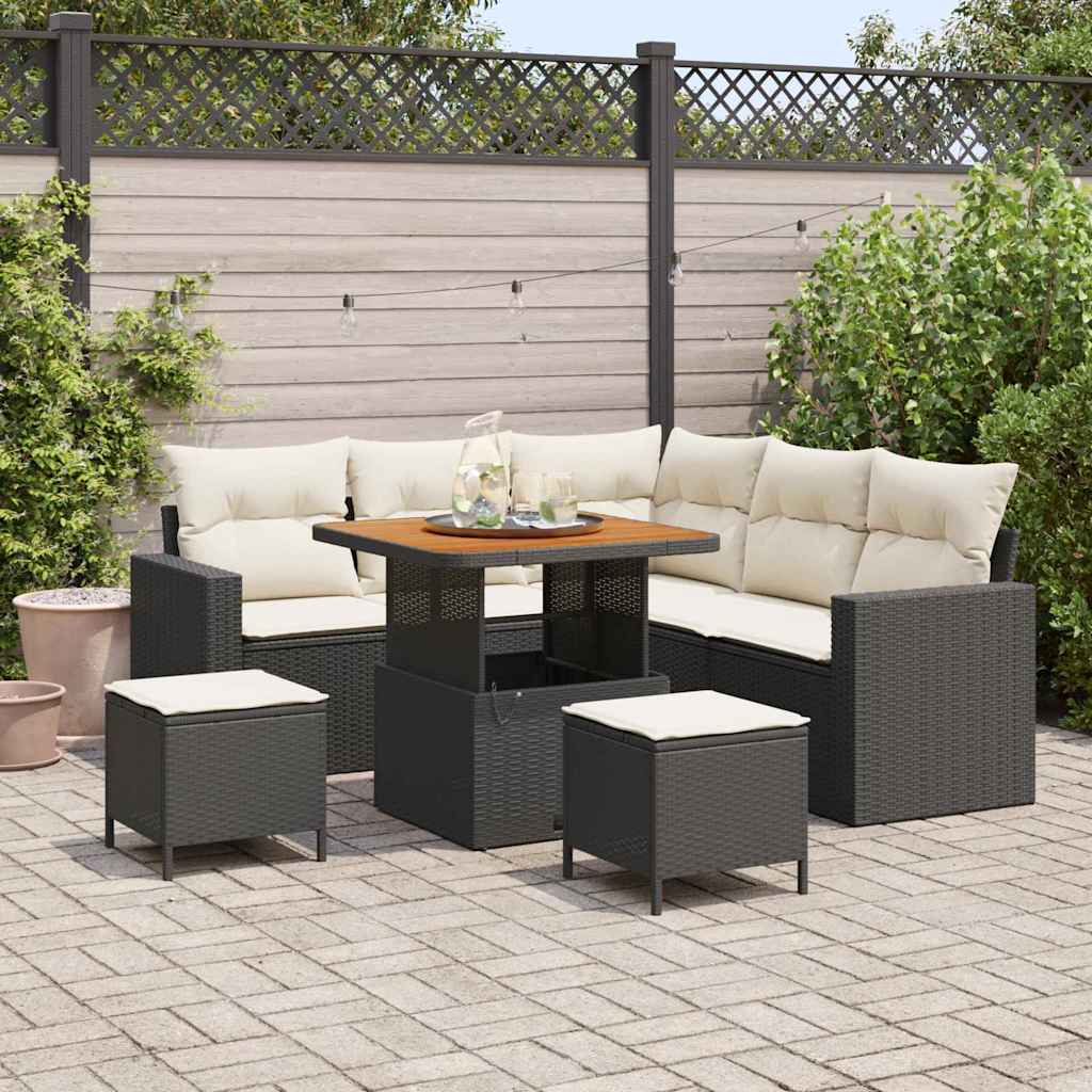Tuinbankenset 8 st Zwart poly rattan