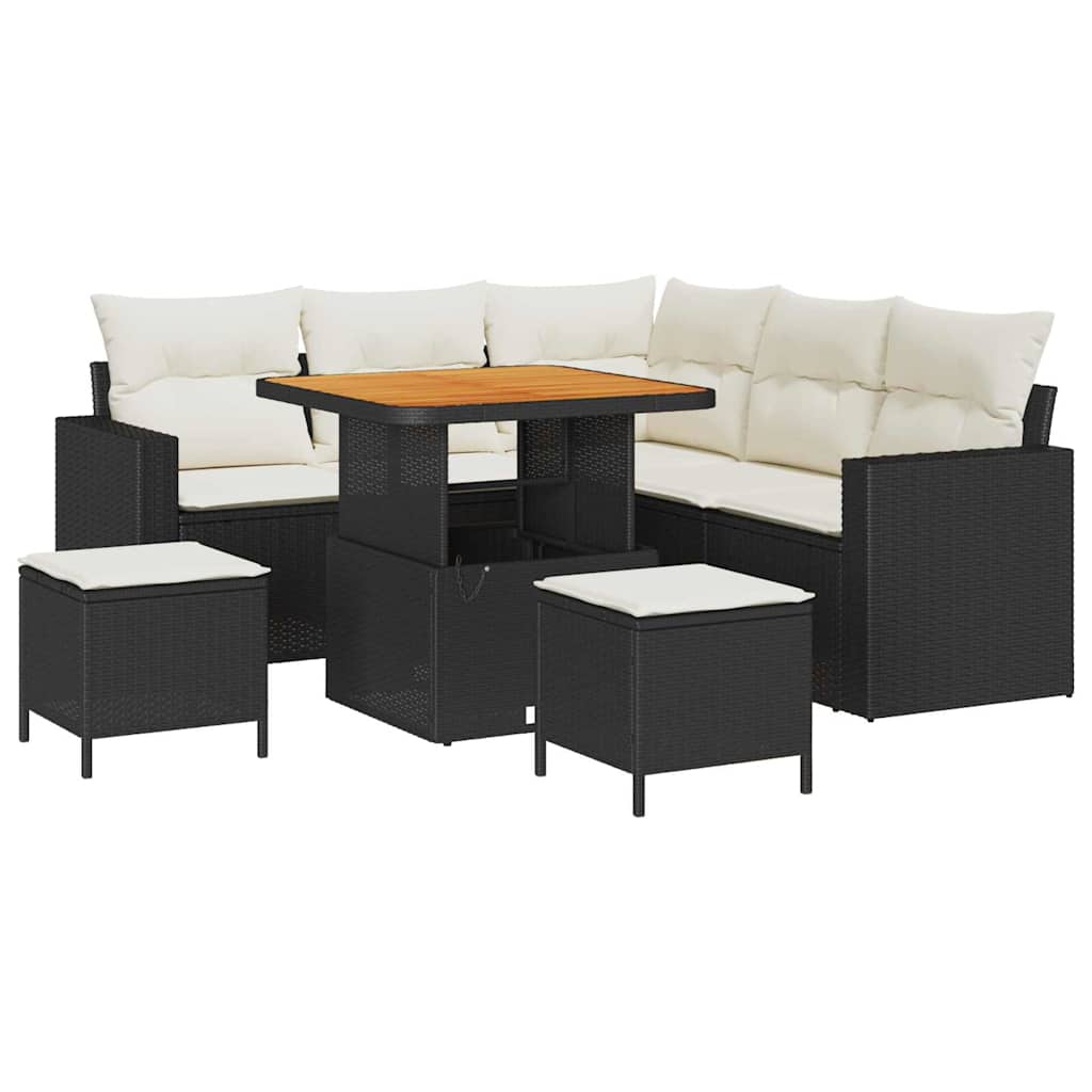 Tuinbankenset 8 st Zwart poly rattan