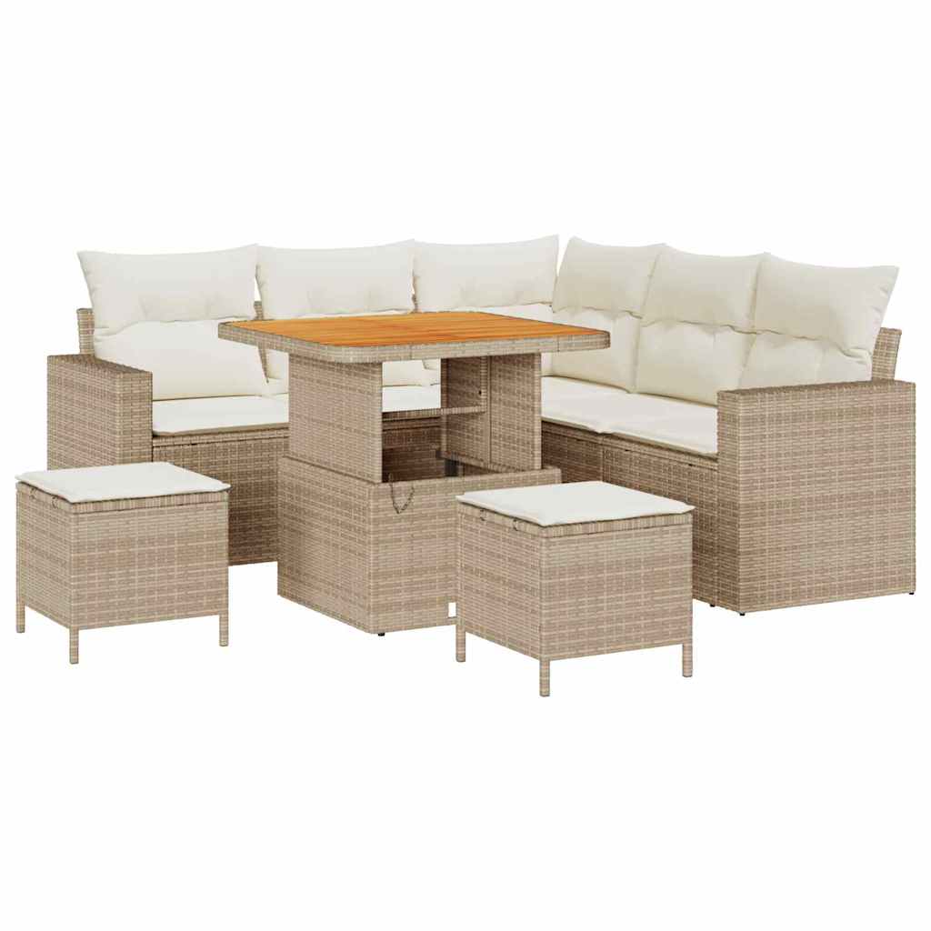 Tuinbankenset 8 pcs Beige poly rattan is nu te koop bij PeponiXL, paradijselijk wonen!
