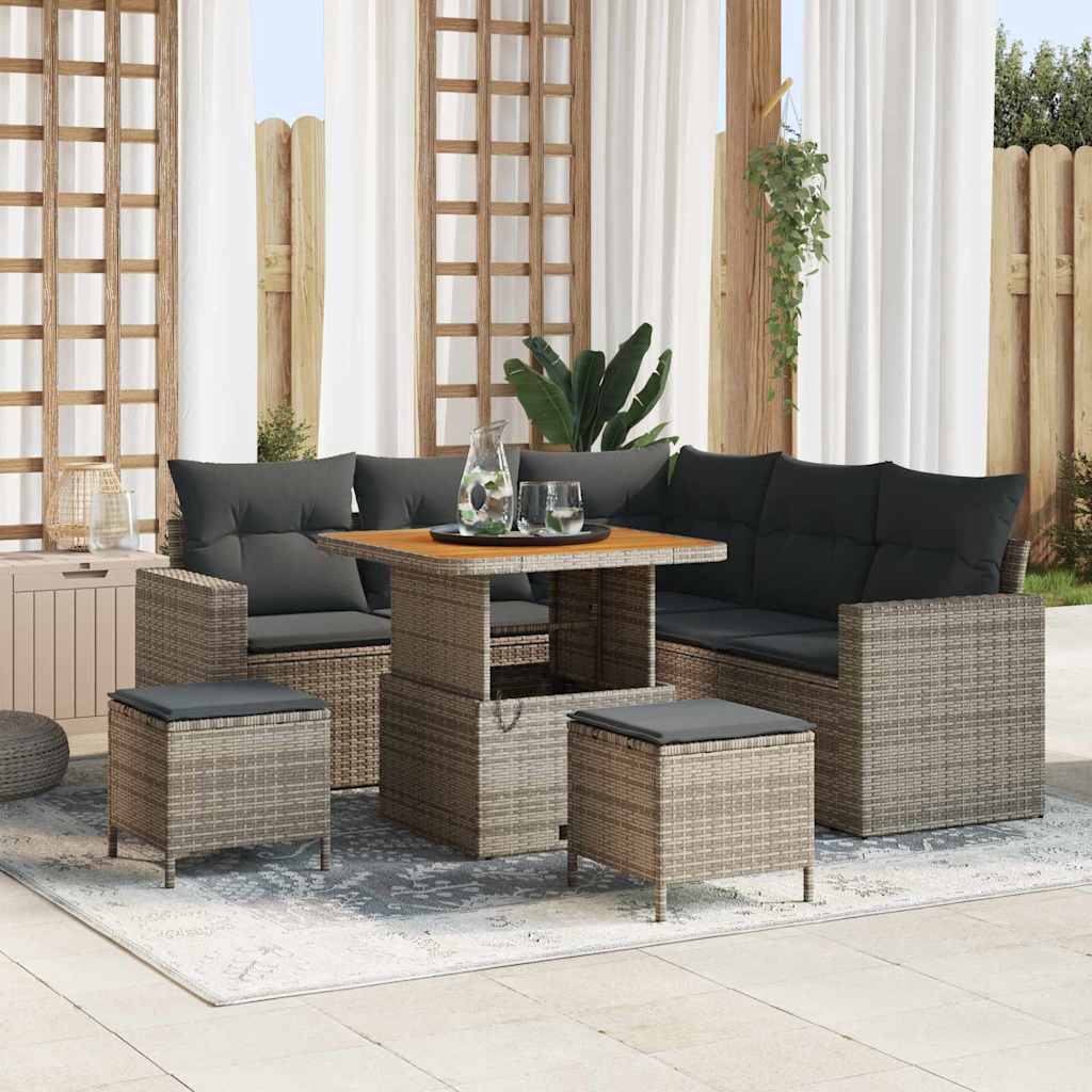 Tuinbankenset 8 pcs Grijs poly rattan is nu te koop bij PeponiXL, paradijselijk wonen!