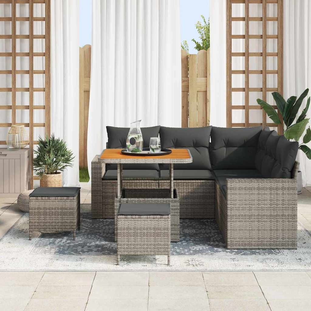 Tuinbankenset 8 pcs Grijs poly rattan is nu te koop bij PeponiXL, paradijselijk wonen!
