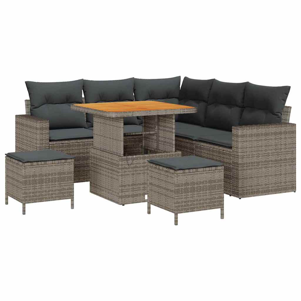 Tuinbankenset 8 pcs Grijs poly rattan is nu te koop bij PeponiXL, paradijselijk wonen!