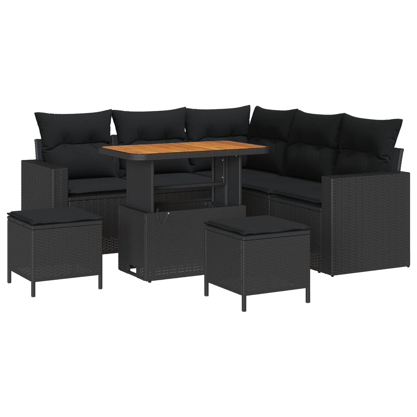 Tuinbankenset 8 pcs Zwart poly rattan is nu te koop bij PeponiXL, paradijselijk wonen!