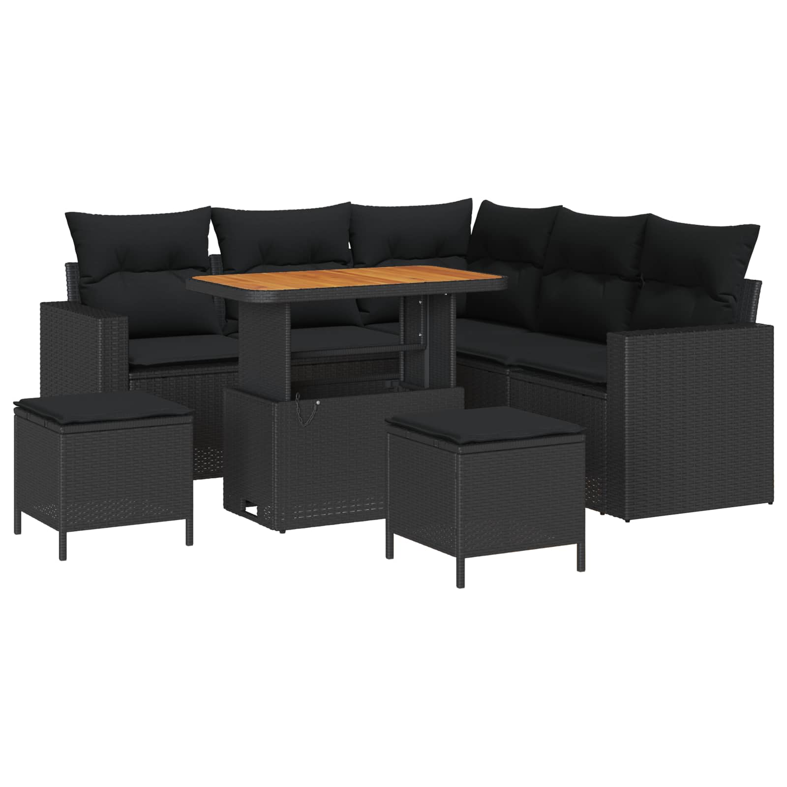 Tuinbankenset 8 pcs Zwart poly rattan is nu te koop bij PeponiXL, paradijselijk wonen!