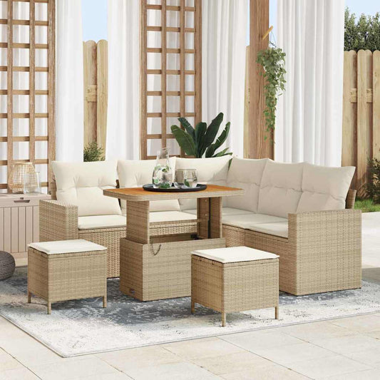 Tuinbankenset 8 pcs Beige poly rattan is nu te koop bij PeponiXL, paradijselijk wonen!