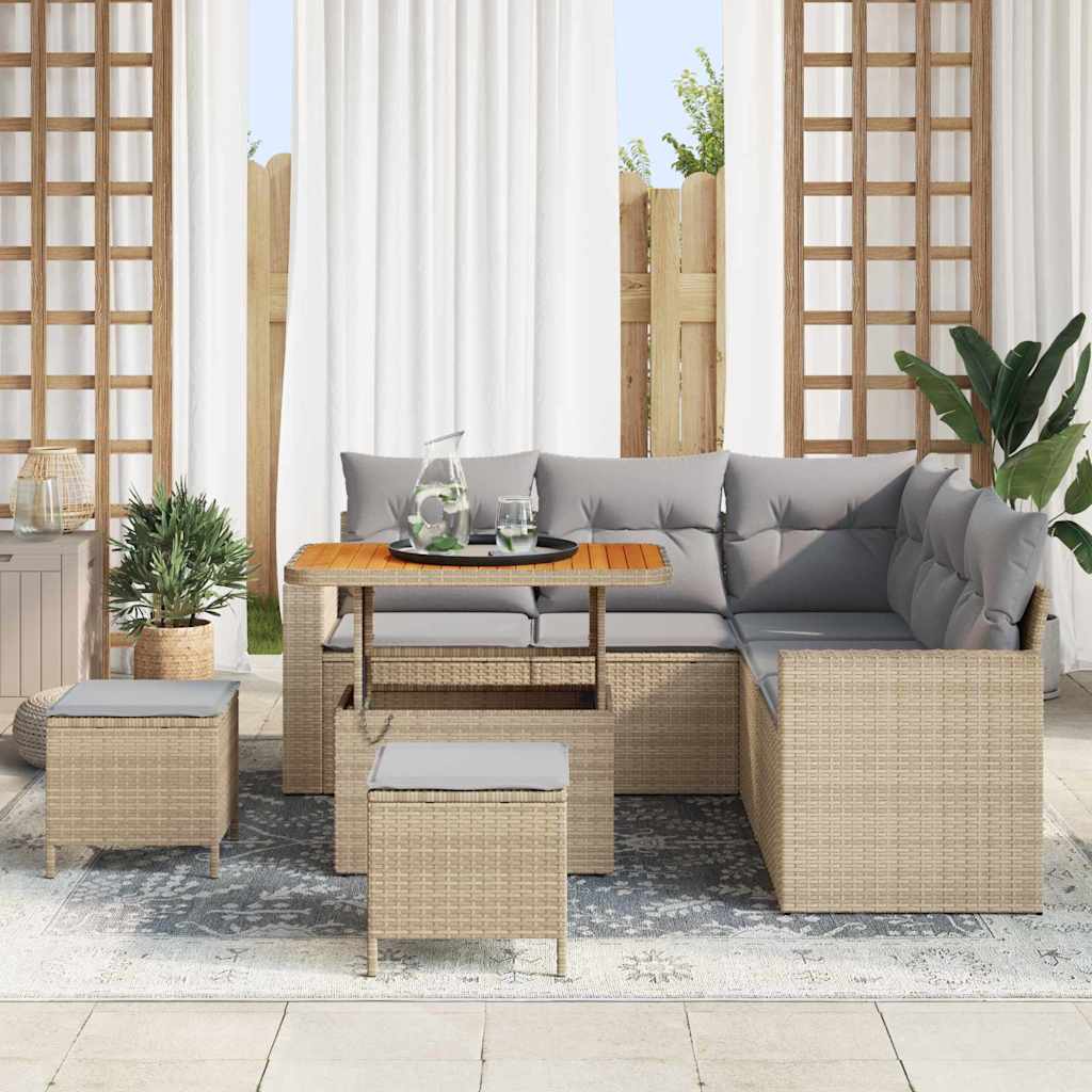 Tuinbankenset 8 pcs Beige poly rattan is nu te koop bij PeponiXL, paradijselijk wonen!