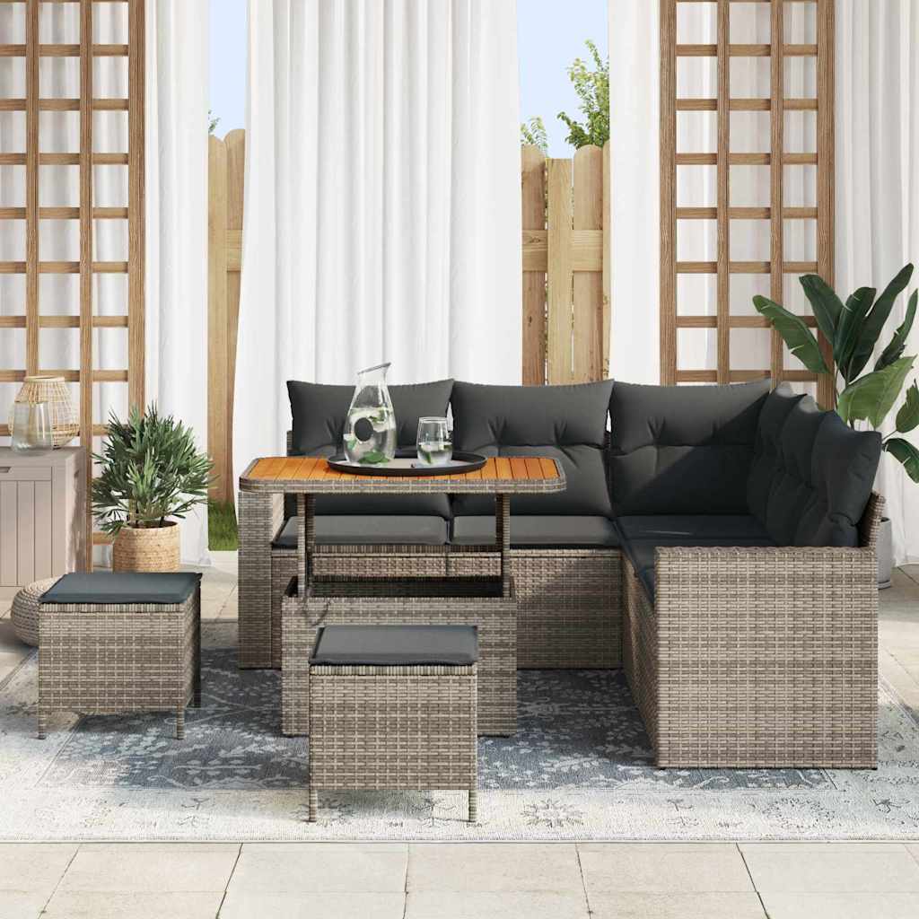 Tuinbankenset 8 pcs Grijs poly rattan is nu te koop bij PeponiXL, paradijselijk wonen!