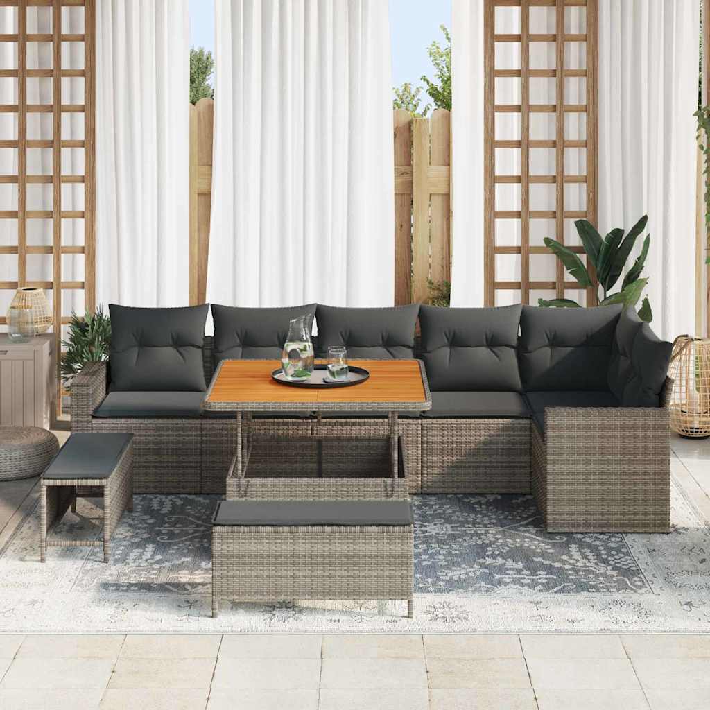 Tuinbankenset 9 pcs Grijs poly rattan is nu te koop bij PeponiXL, paradijselijk wonen!