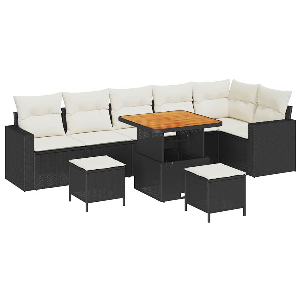 Tuinbankenset 9 pcs Zwart poly rattan is nu te koop bij PeponiXL, paradijselijk wonen!