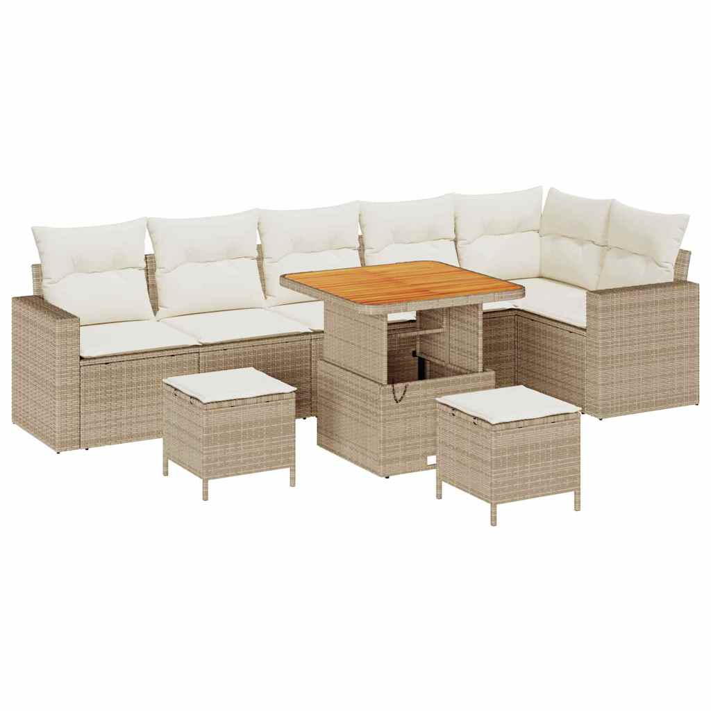 Tuinbankenset 9 pcs Beige poly rattan is nu te koop bij PeponiXL, paradijselijk wonen!
