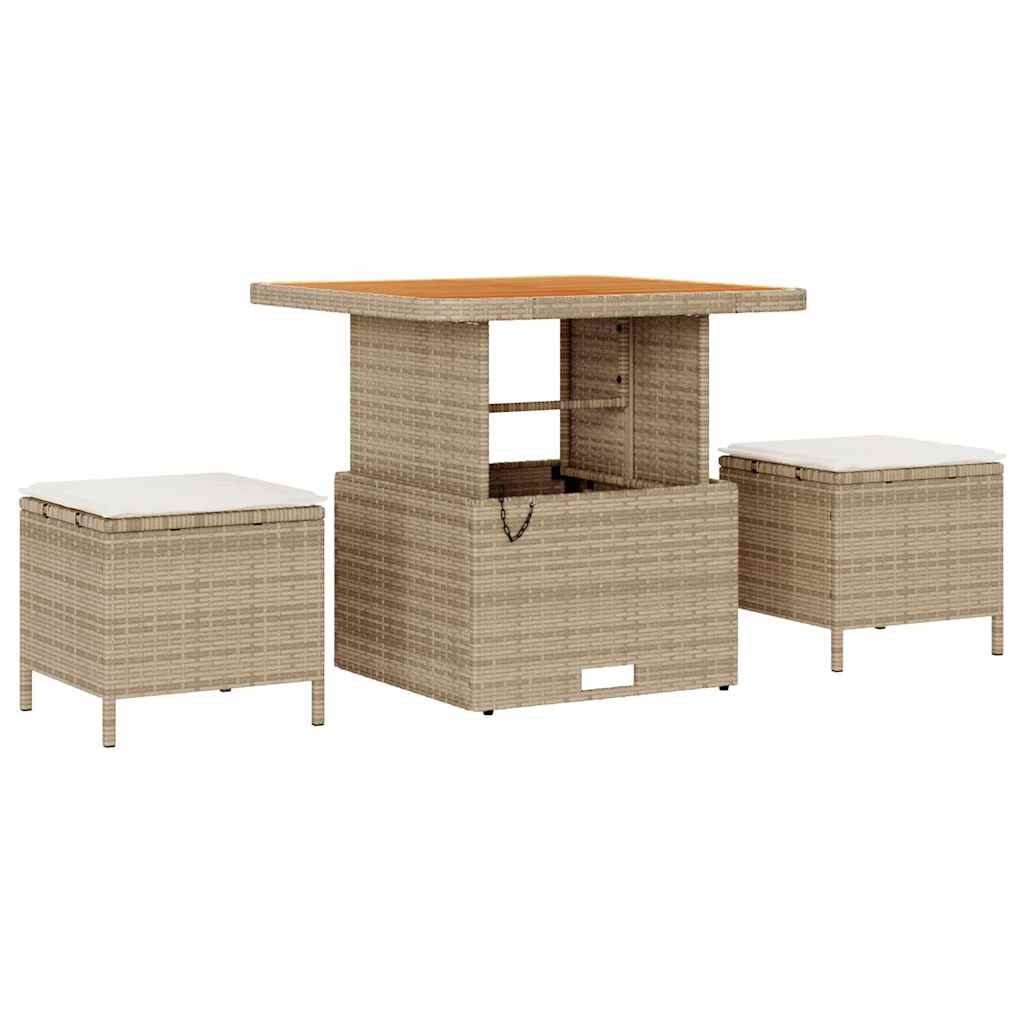 Tuinbankenset 9 pcs Beige poly rattan is nu te koop bij PeponiXL, paradijselijk wonen!