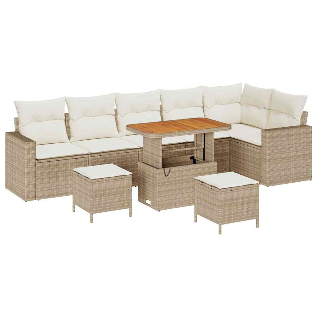 Tuinbankenset 9 pcs Beige poly rattan is nu te koop bij PeponiXL, paradijselijk wonen!