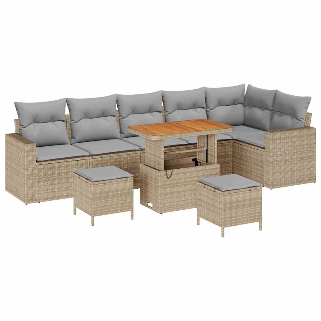 Tuinbankenset 9 pcs Beige poly rattan is nu te koop bij PeponiXL, paradijselijk wonen!