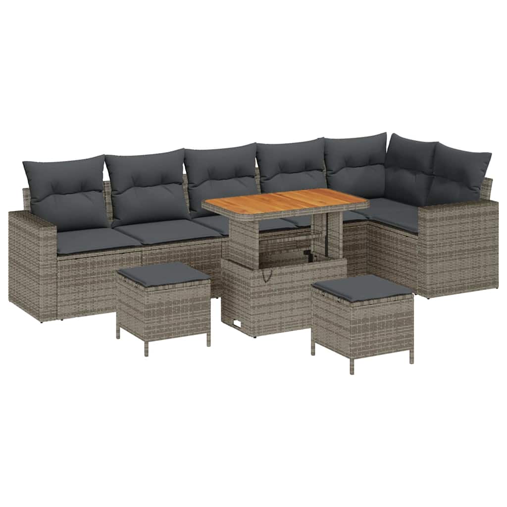 Tuinbankenset 9 pcs Grijs poly rattan is nu te koop bij PeponiXL, paradijselijk wonen!