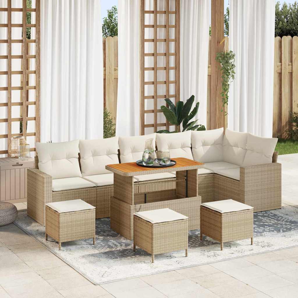 Tuinbankenset 10 pcs Beige poly rattan is nu te koop bij PeponiXL, paradijselijk wonen!