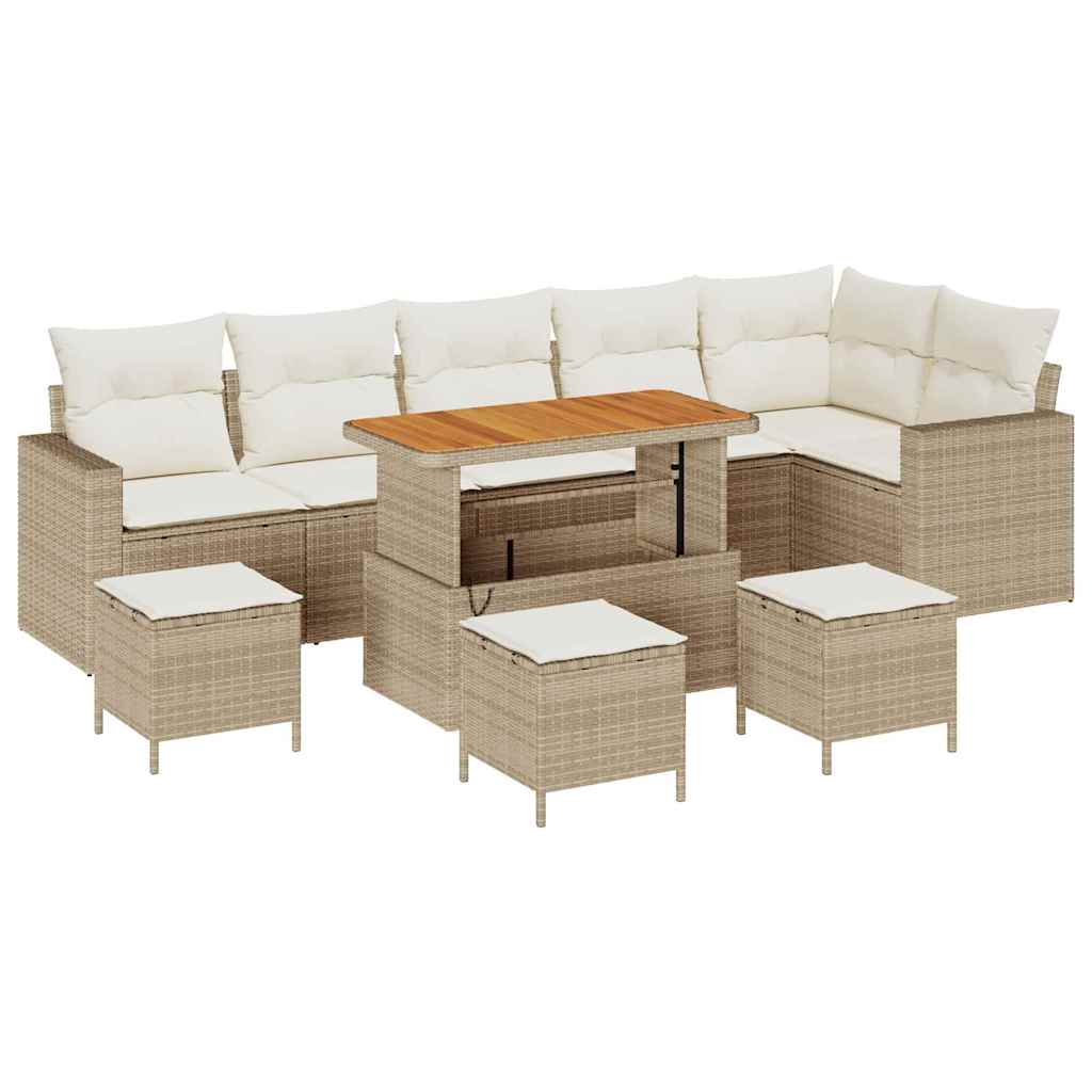 Tuinbankenset 10 pcs Beige poly rattan is nu te koop bij PeponiXL, paradijselijk wonen!