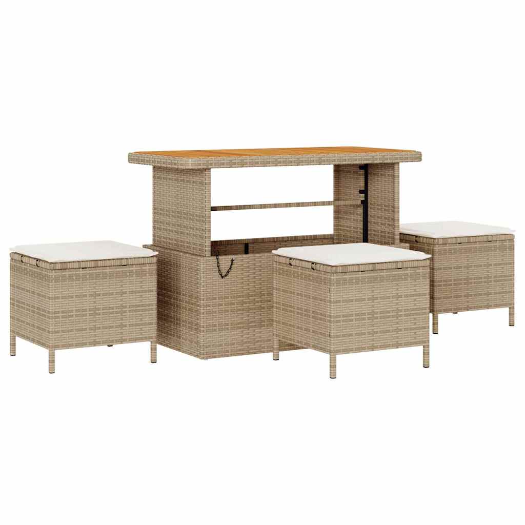 Tuinbankenset 10 pcs Beige poly rattan is nu te koop bij PeponiXL, paradijselijk wonen!