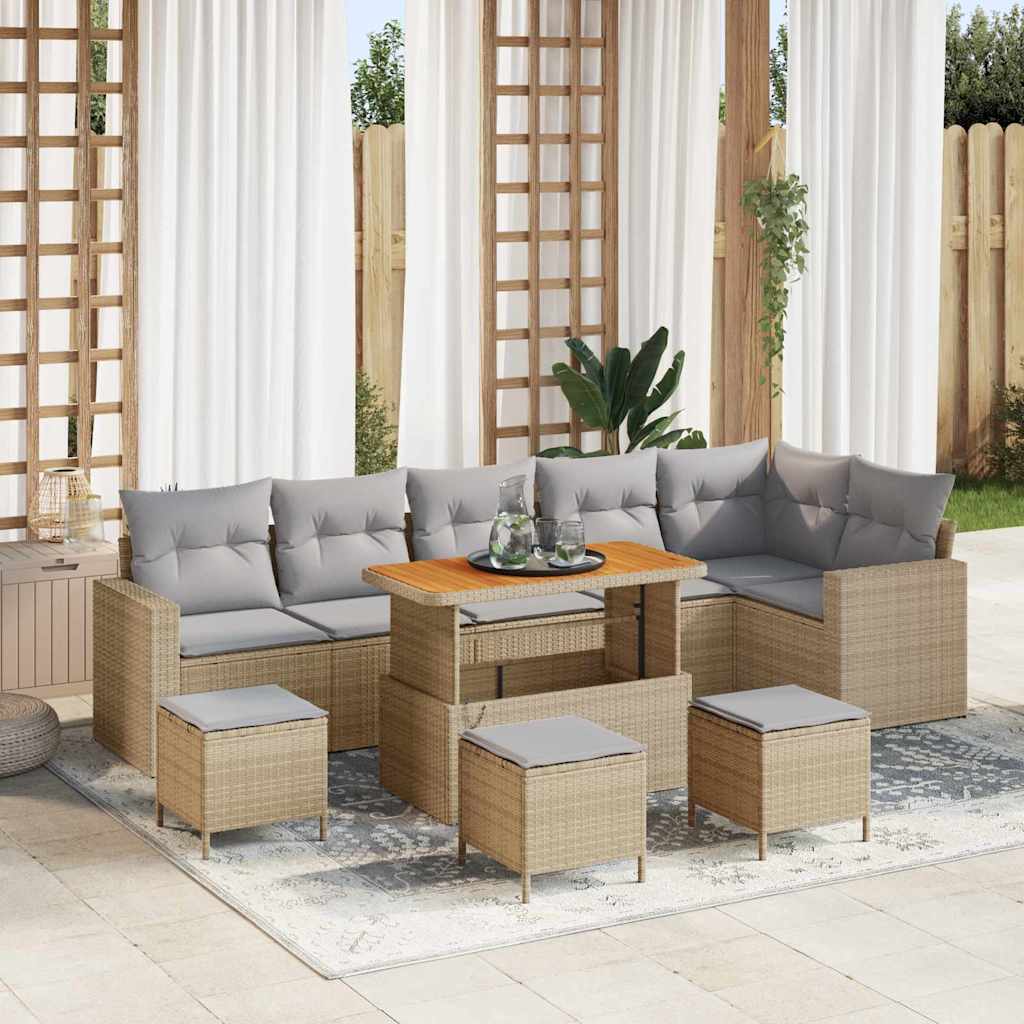 Tuinbankenset 10 pcs Beige poly rattan is nu te koop bij PeponiXL, paradijselijk wonen!
