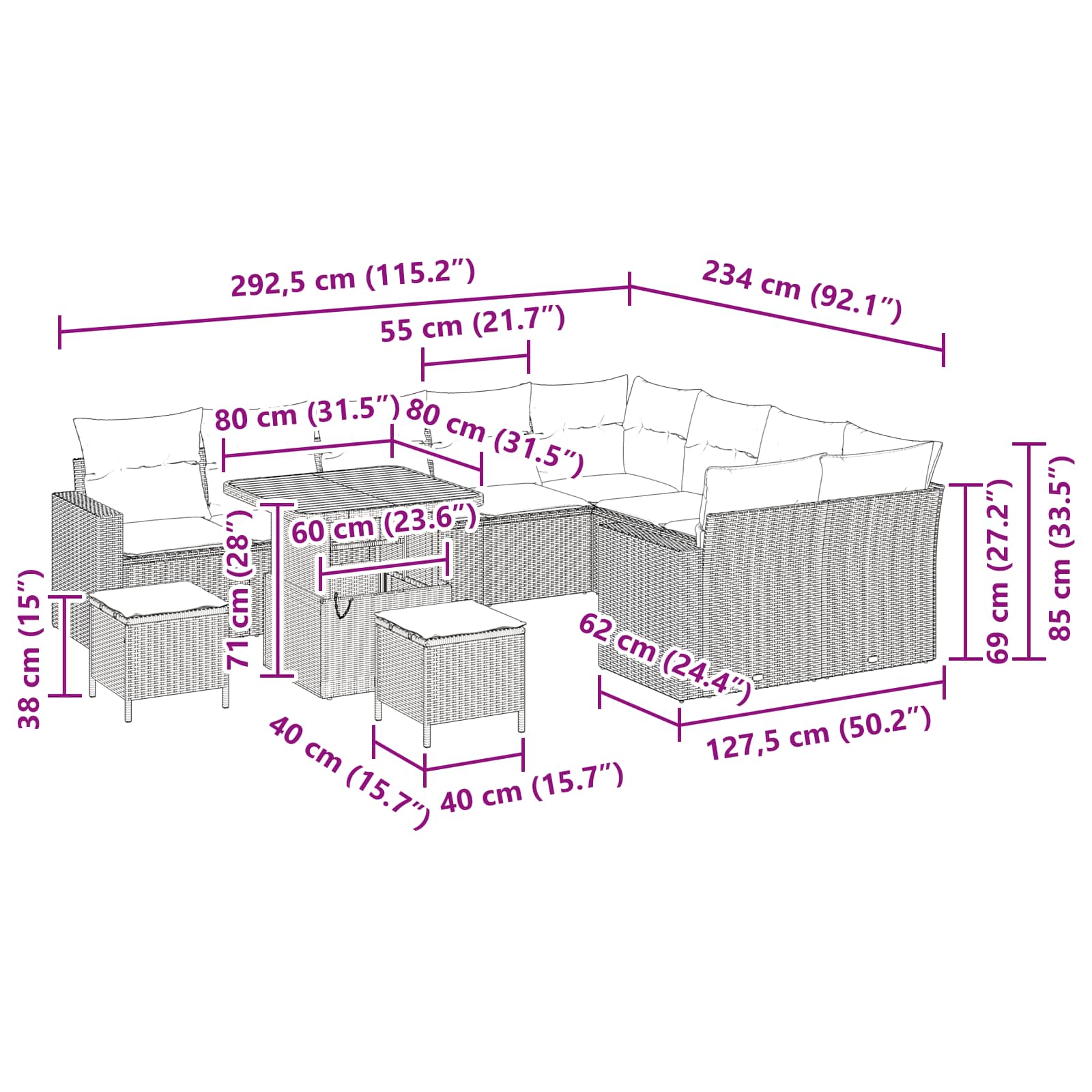 Tuinbankenset 12 pcs Zwart poly rattan is nu te koop bij PeponiXL, paradijselijk wonen!