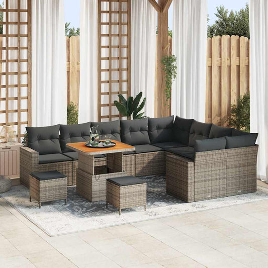 Tuinbankenset 12 pcs Grijs poly rattan is nu te koop bij PeponiXL, paradijselijk wonen!