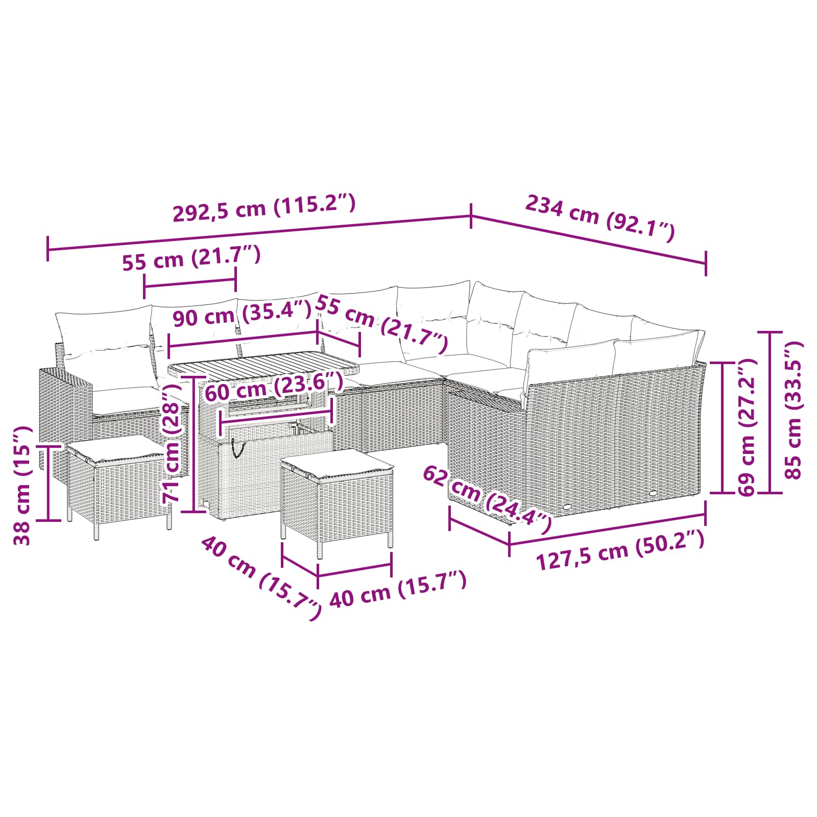 Tuinbankenset 12 pcs Zwart poly rattan is nu te koop bij PeponiXL, paradijselijk wonen!