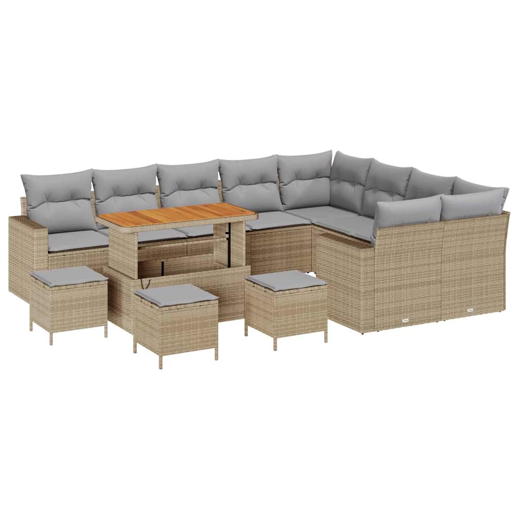 Tuinbankenset 13 pcs Beige poly rattan is nu te koop bij PeponiXL, paradijselijk wonen!