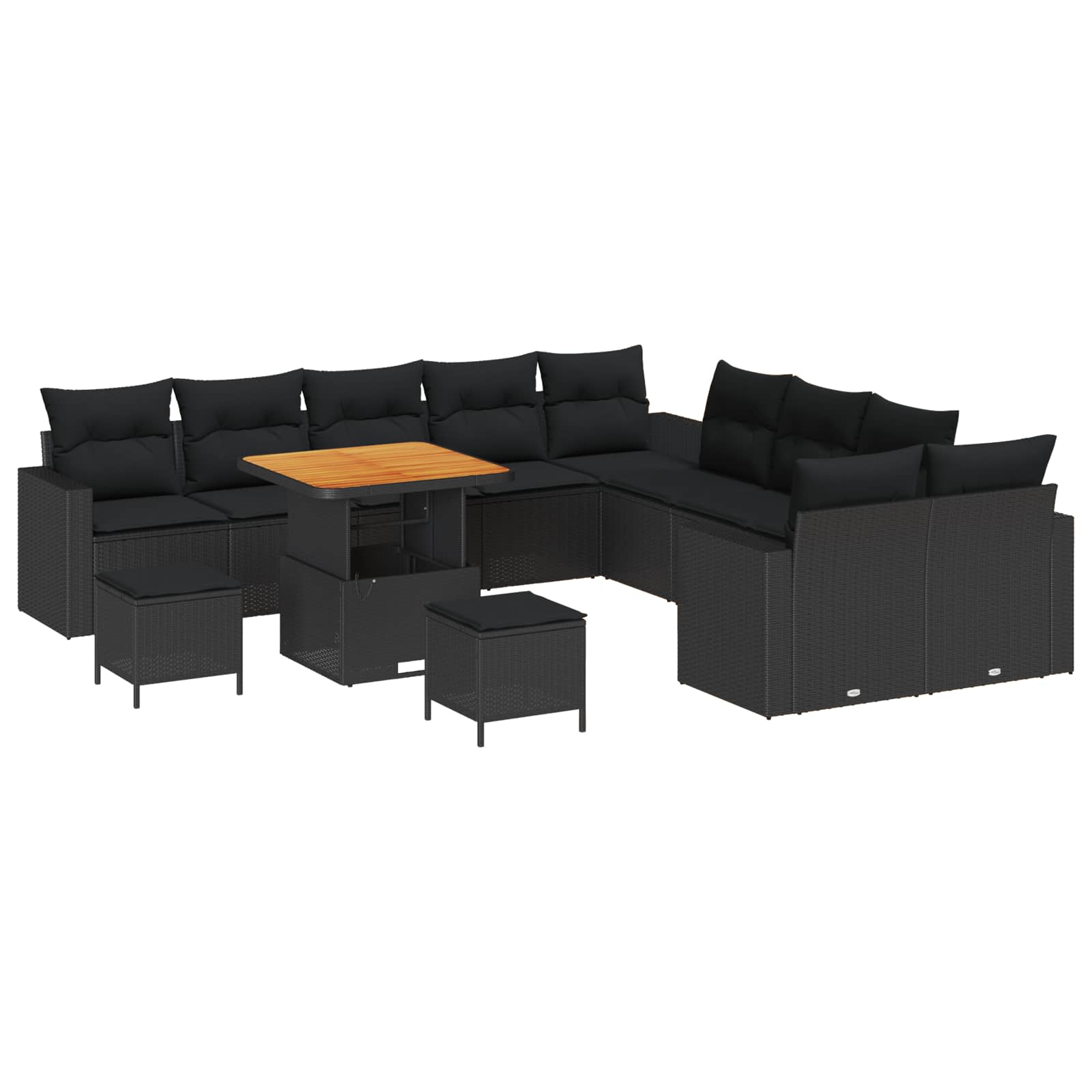 Tuinbankenset 13 pcs Zwart poly rattan is nu te koop bij PeponiXL, paradijselijk wonen!