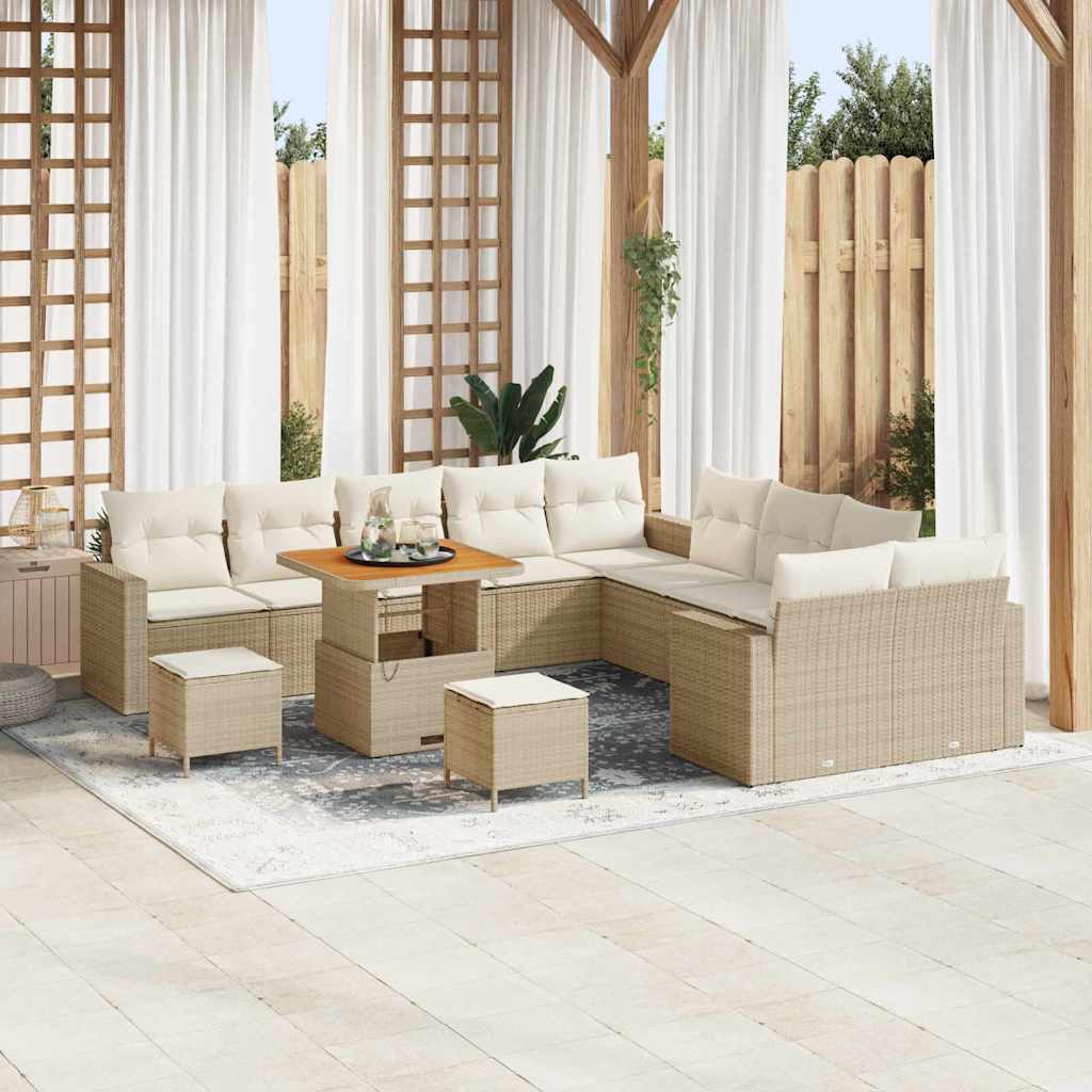 Tuinbankenset 13 pcs Beige poly rattan is nu te koop bij PeponiXL, paradijselijk wonen!