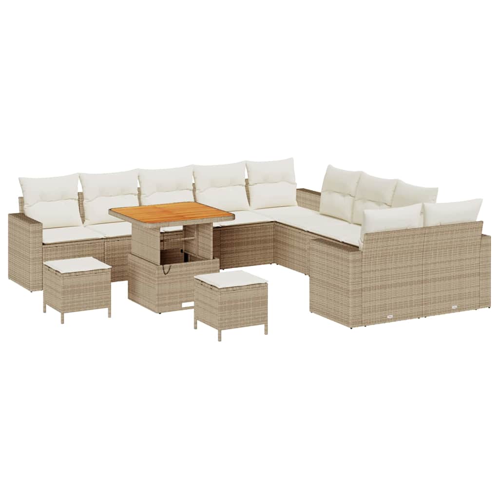 Tuinbankenset 13 pcs Beige poly rattan is nu te koop bij PeponiXL, paradijselijk wonen!