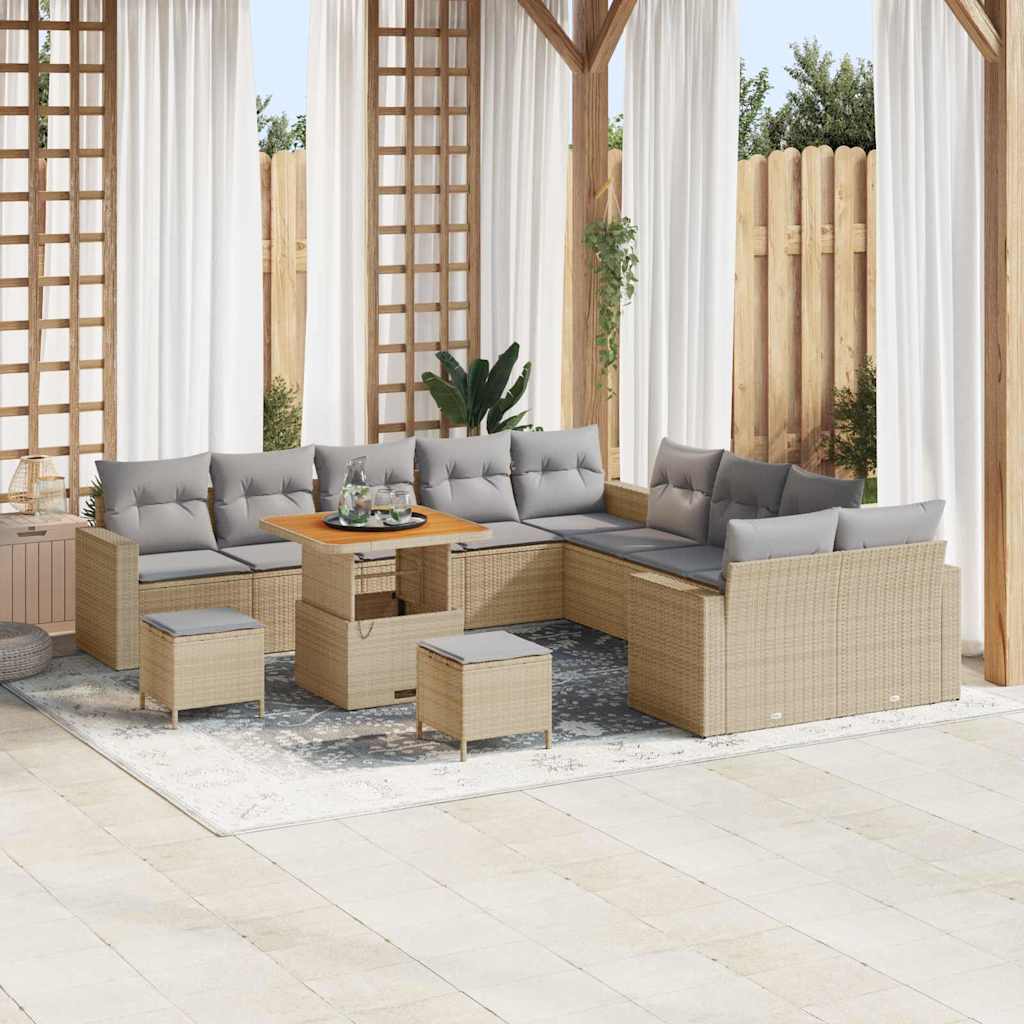 Tuinbankenset 13 pcs Beige poly rattan is nu te koop bij PeponiXL, paradijselijk wonen!
