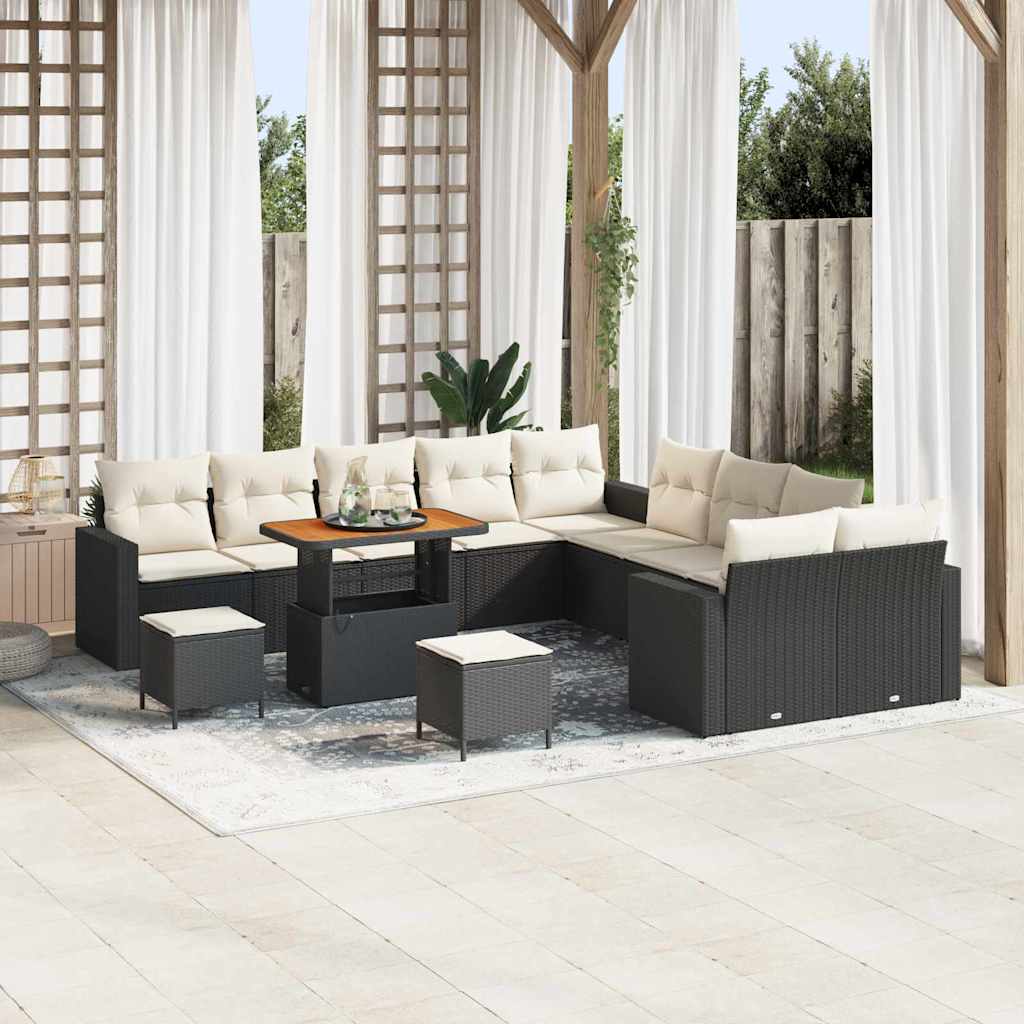 Tuinbankenset 13 pcs Zwart poly rattan is nu te koop bij PeponiXL, paradijselijk wonen!