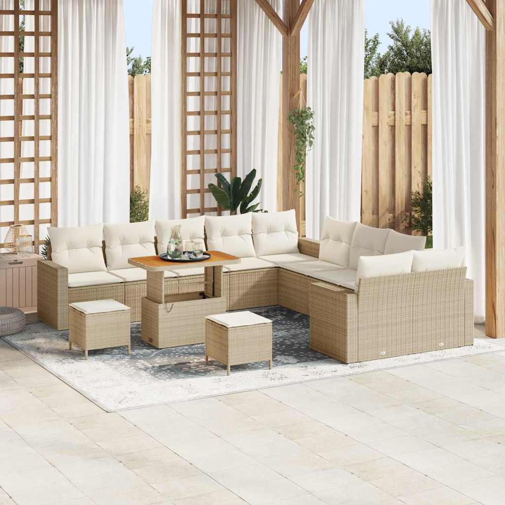 Tuinbankenset 13 pcs Beige poly rattan is nu te koop bij PeponiXL, paradijselijk wonen!
