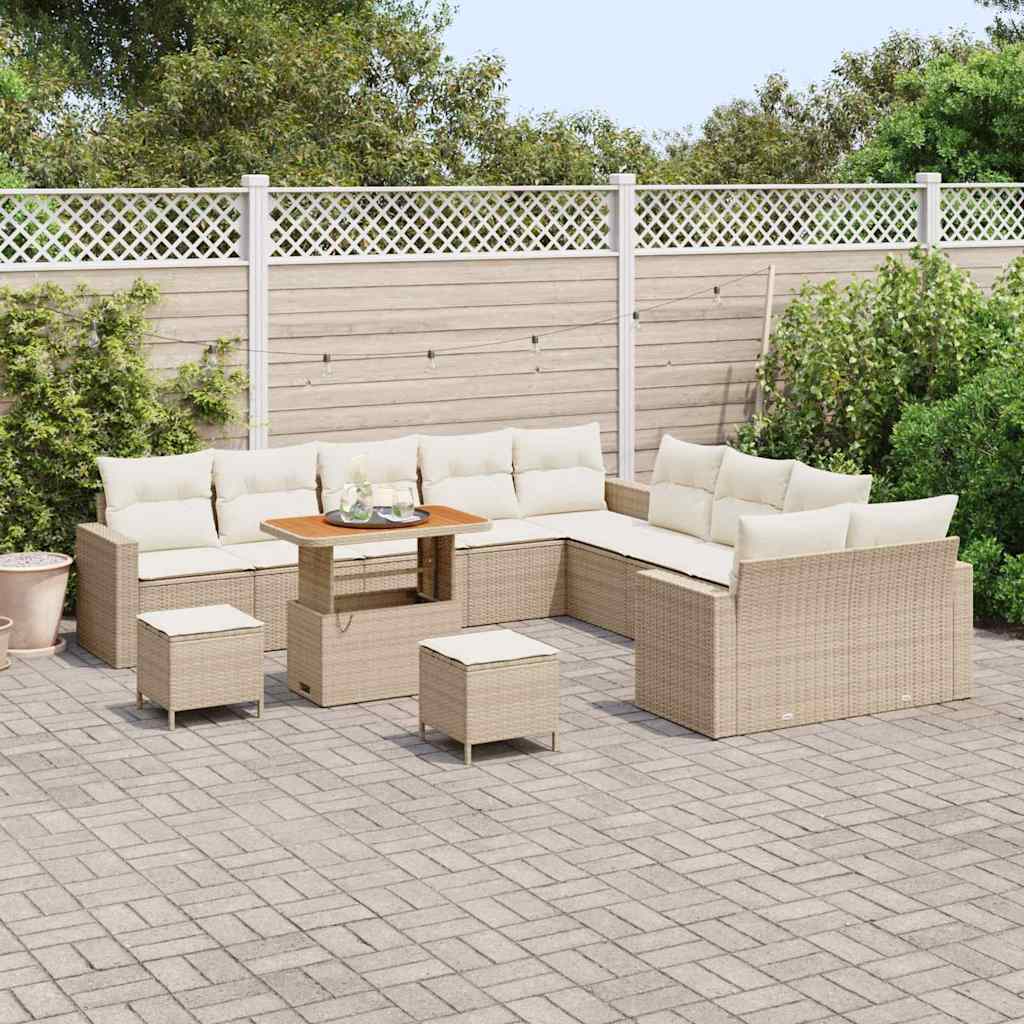 Tuinbankenset 13 pcs Beige poly rattan is nu te koop bij PeponiXL, paradijselijk wonen!