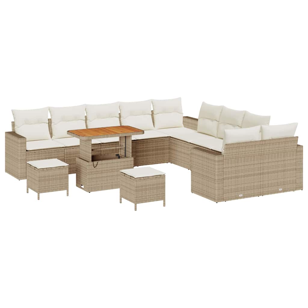 Tuinbankenset 13 pcs Beige poly rattan is nu te koop bij PeponiXL, paradijselijk wonen!