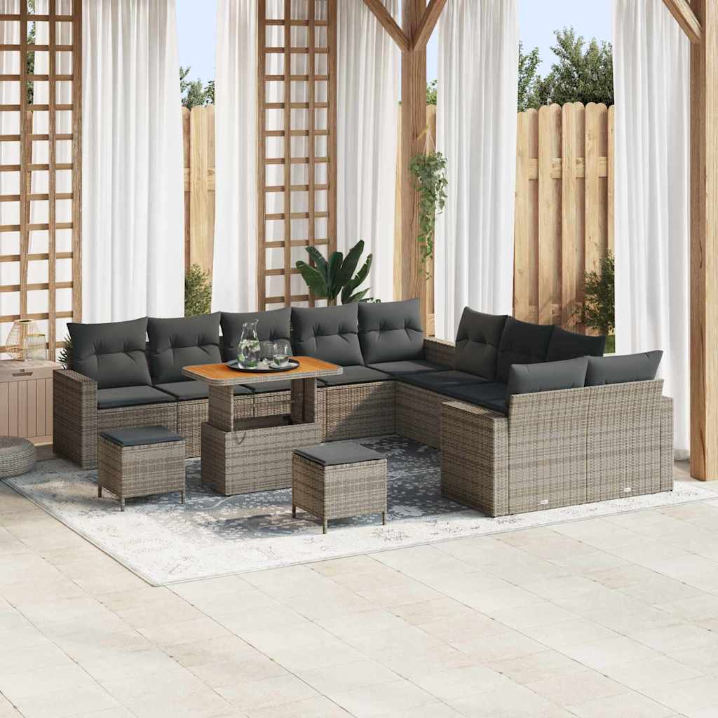 Tuinbankenset 13 pcs Grijs poly rattan is nu te koop bij PeponiXL, paradijselijk wonen!