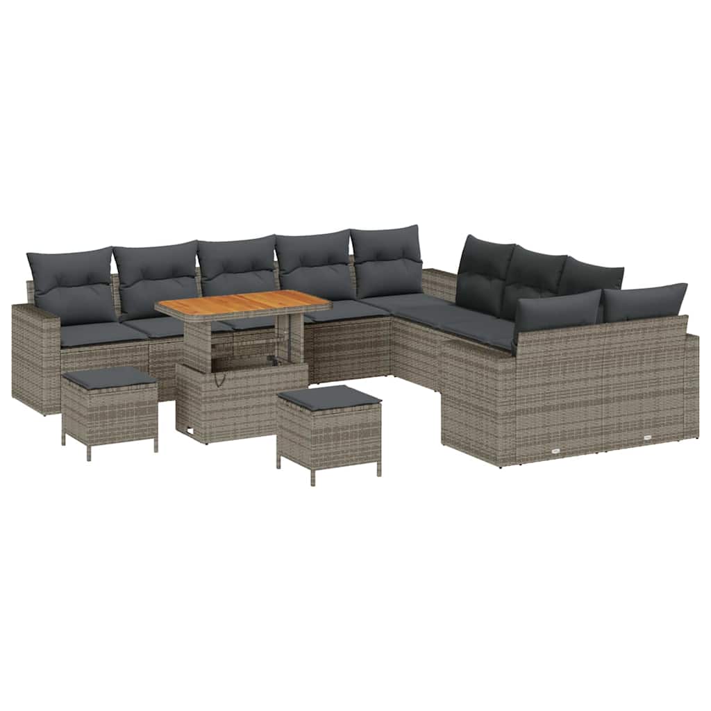 Tuinbankenset 13 pcs Grijs poly rattan is nu te koop bij PeponiXL, paradijselijk wonen!