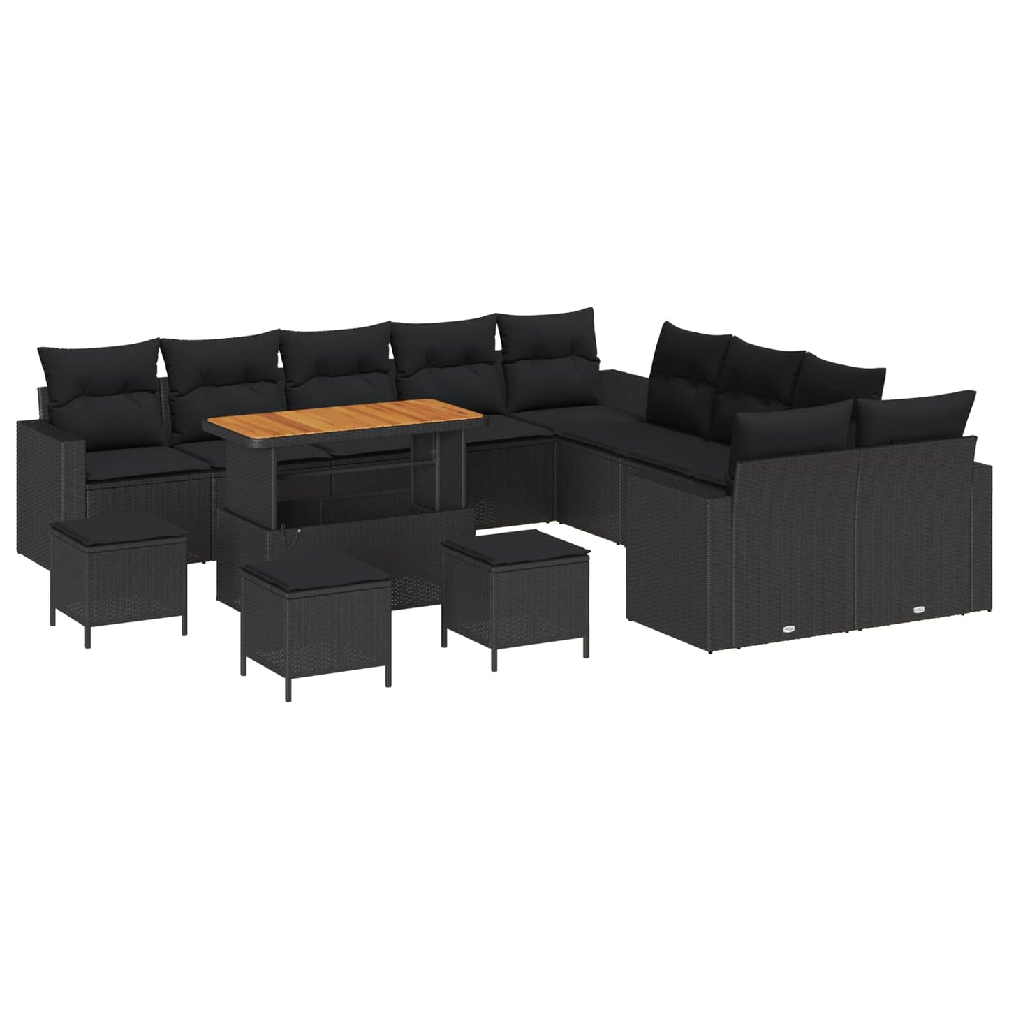 Tuinbankenset 14 pcs Zwart poly rattan is nu te koop bij PeponiXL, paradijselijk wonen!