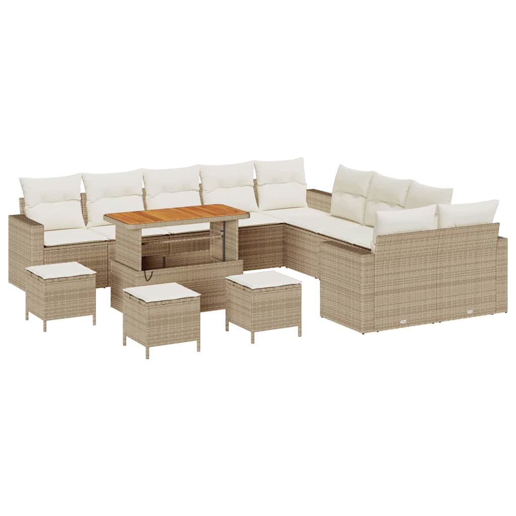 Tuinbankenset 14 pcs Beige poly rattan is nu te koop bij PeponiXL, paradijselijk wonen!