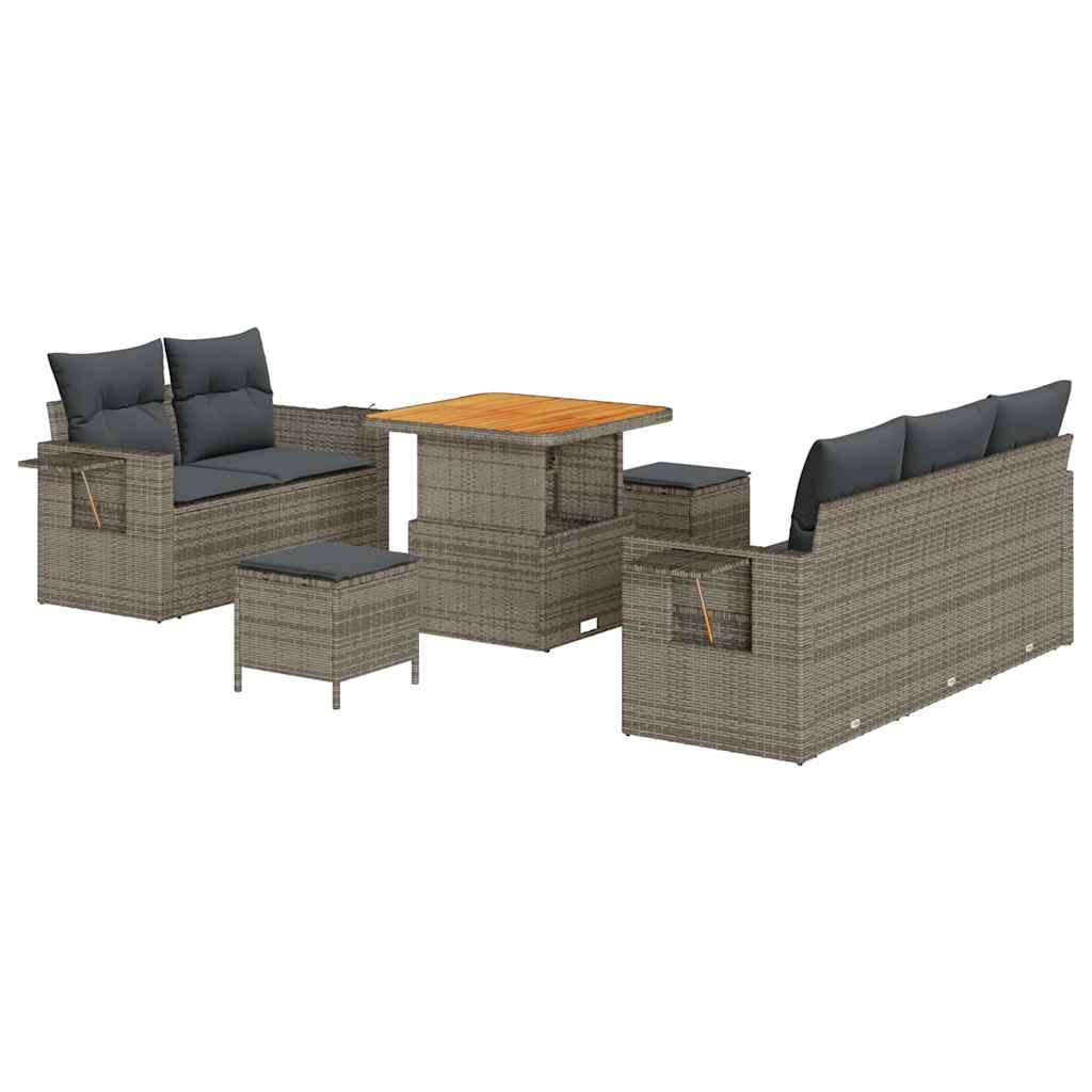 Tuin Sofa Set met kussen 8 pcs Grijs poly rattan is nu te koop bij PeponiXL, paradijselijk wonen!