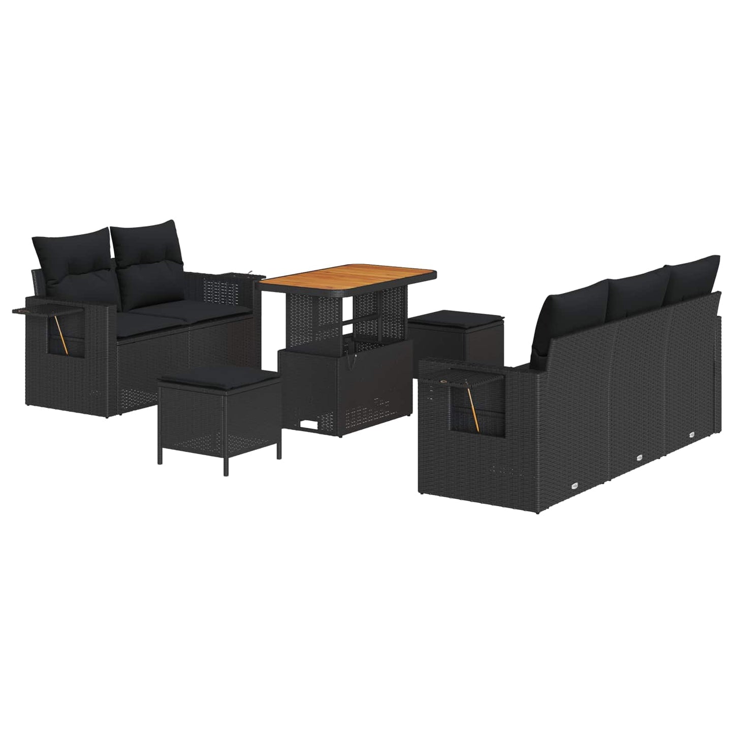 Tuin Sofa Set met kussen 8 pcs Zwart poly rattan is nu te koop bij PeponiXL, paradijselijk wonen!
