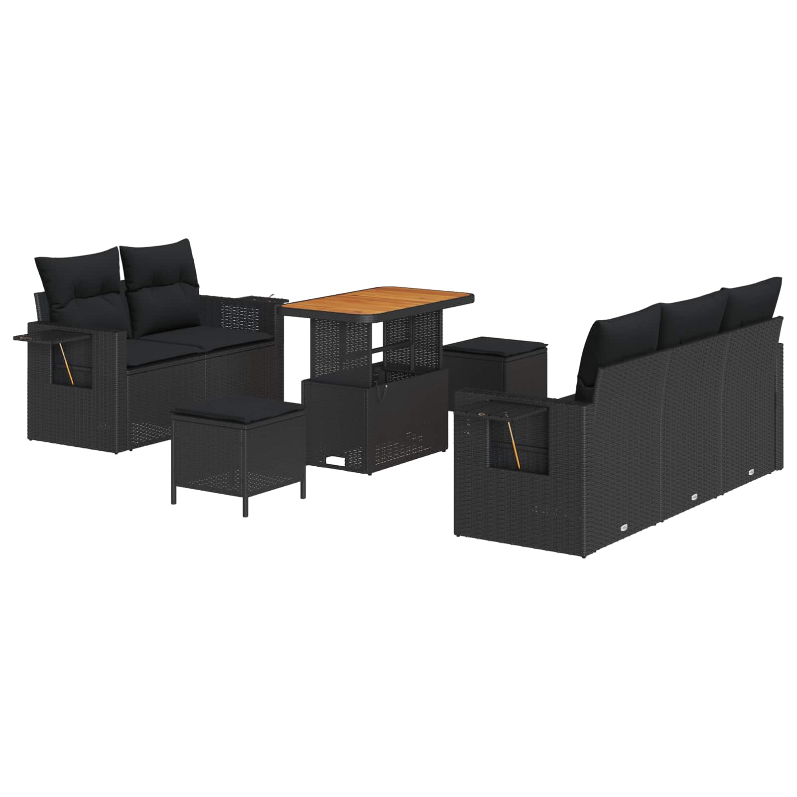 Tuin Sofa Set met kussen 8 pcs Zwart poly rattan is nu te koop bij PeponiXL, paradijselijk wonen!