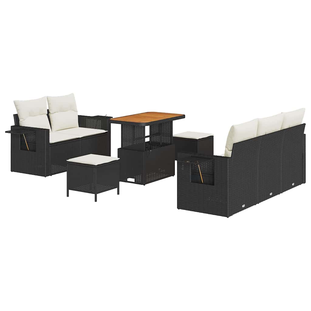 Tuin Sofa Set met kussen 8 pcs Zwart poly rattan is nu te koop bij PeponiXL, paradijselijk wonen!