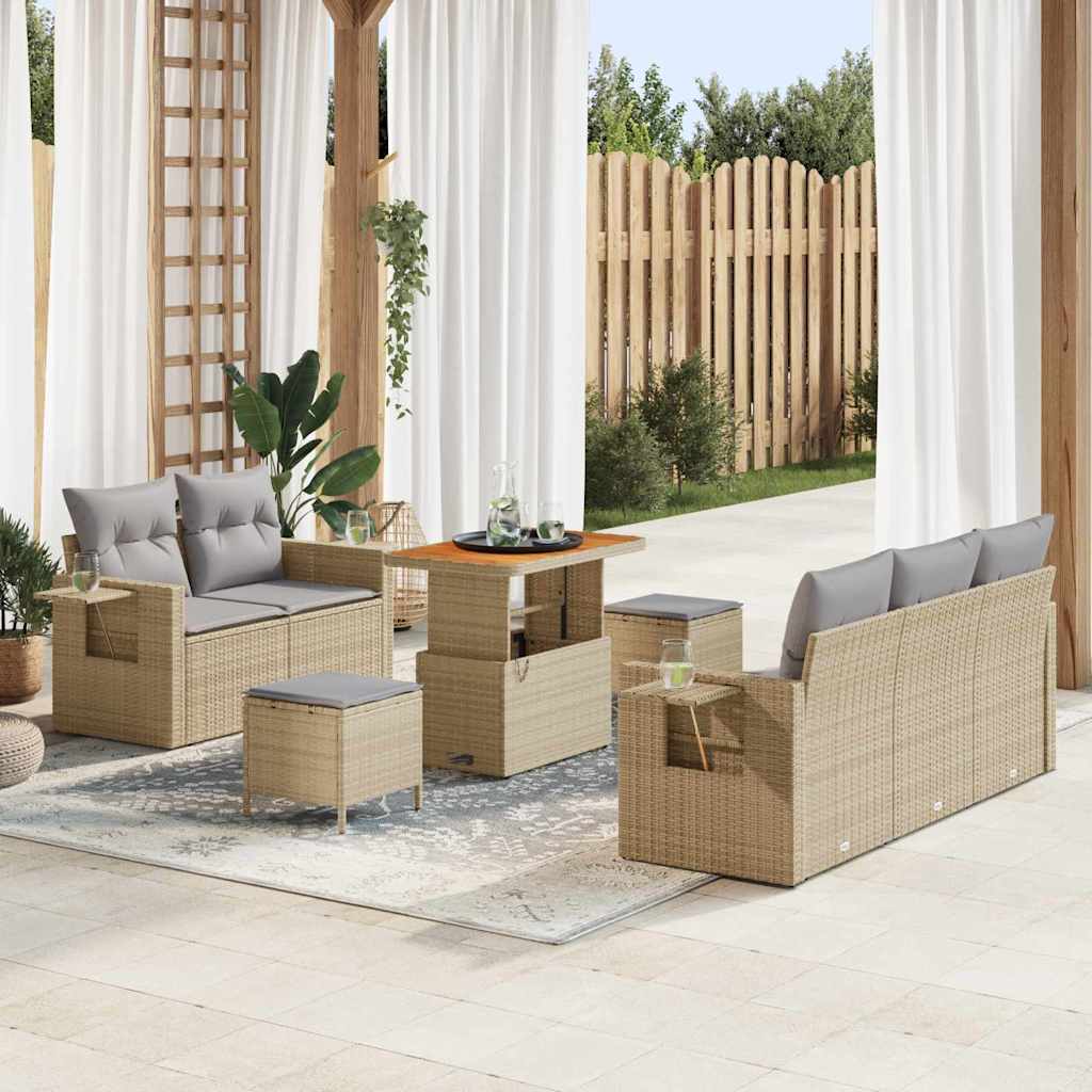 Tuin Sofa Set met kussen 8 pcs Beige poly rattan is nu te koop bij PeponiXL, paradijselijk wonen!