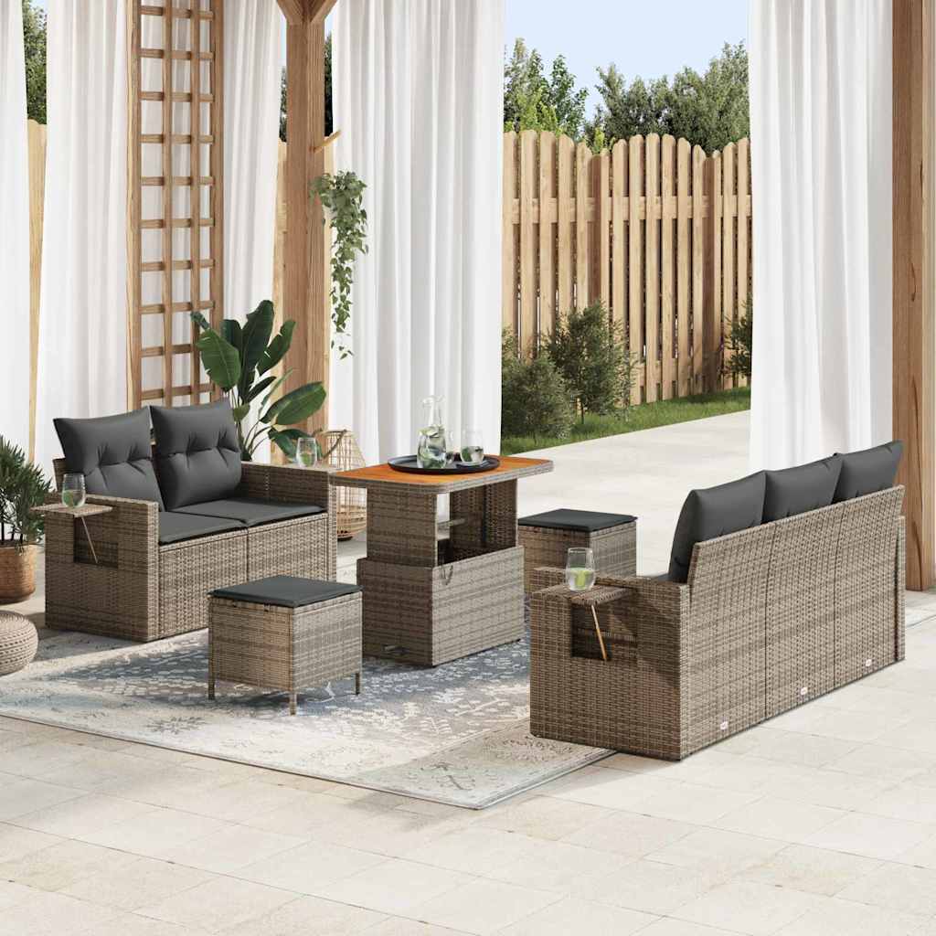 Tuin Sofa Set met kussen 8 pcs Grijs poly rattan is nu te koop bij PeponiXL, paradijselijk wonen!