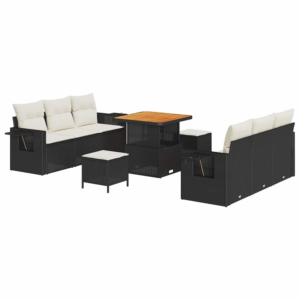 Tuin Sofa Set met kussen 9 pcs Zwart poly rattan is nu te koop bij PeponiXL, paradijselijk wonen!