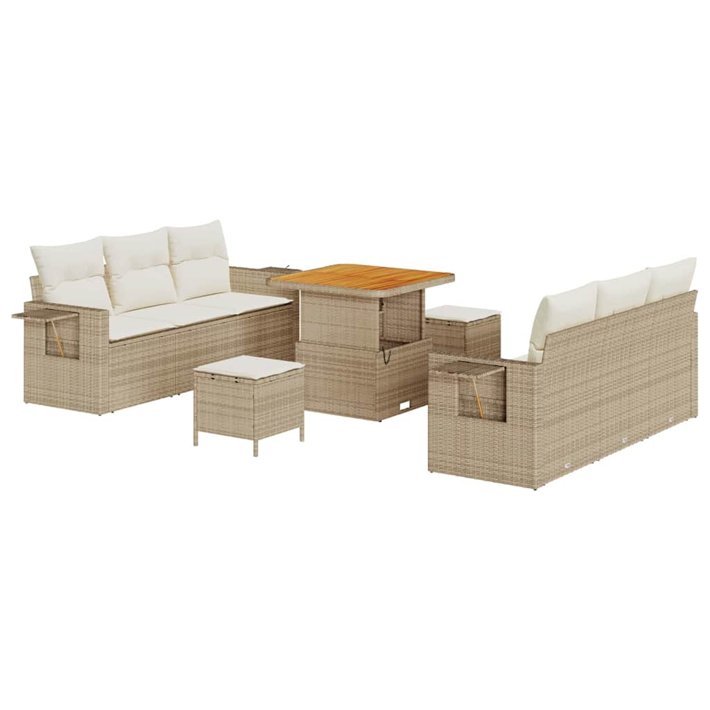 Tuin Sofa Set met kussen 9 pcs Beige poly rattan is nu te koop bij PeponiXL, paradijselijk wonen!