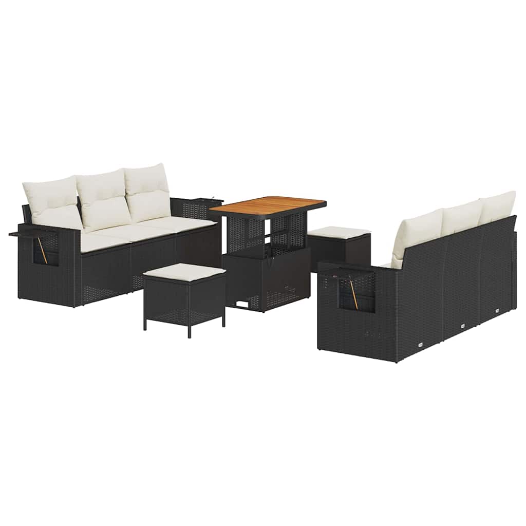 Tuin Sofa Set met kussen 9 pcs Zwart poly rattan is nu te koop bij PeponiXL, paradijselijk wonen!