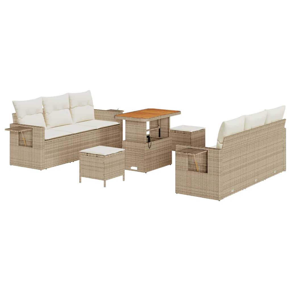Tuin Sofa Set met kussen 9 pcs Beige poly rattan is nu te koop bij PeponiXL, paradijselijk wonen!